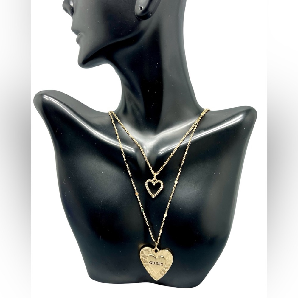 Guess gold heart multi layer necklace